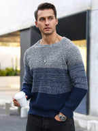 Suéter Tricot Texturizado Gola Redonda Com Ribana Casual