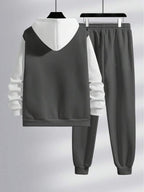 Conjunto Moletom Com Capuz Estampado e Calça Com Cordão