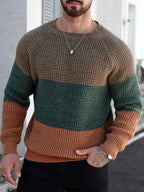 Suéter Tricot Texturizado Gola Redonda Com Ribana Casual