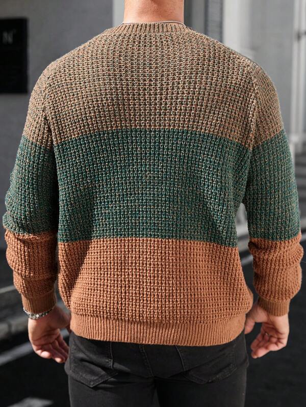 Suéter Tricot Texturizado Gola Redonda Com Ribana Casual