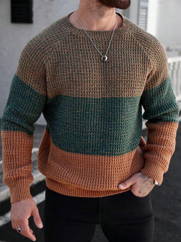 Suéter Tricot Texturizado Gola Redonda Com Ribana Casual