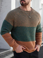 Suéter Tricot Texturizado Gola Redonda Com Ribana Casual