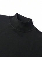 Suéter Gola Alta Tricot Minimalista Com Ribana Regular Fit