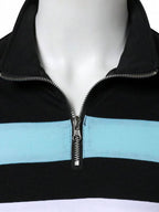 Suéter Meio Zíper Gola Alta Listrado Com Ribana Regular Fit
