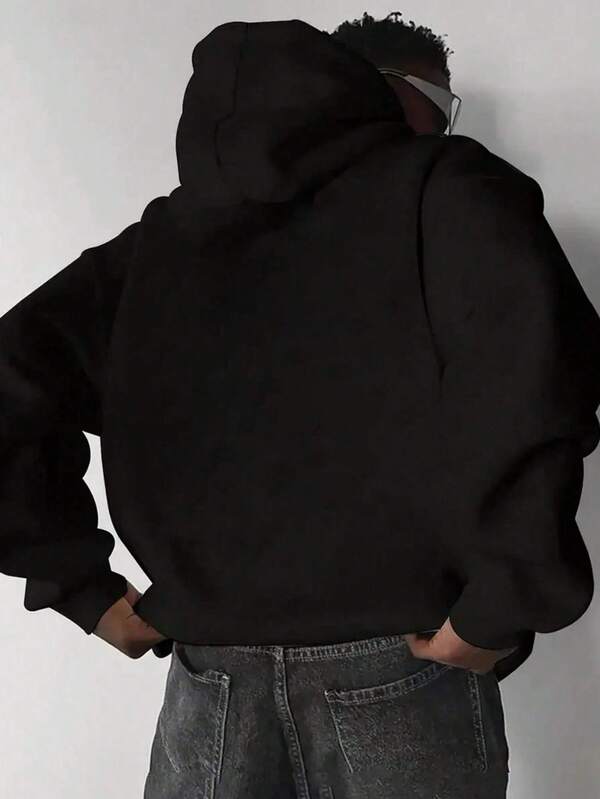 Moletom Com Capuz Bolso Canguru Com Cordão Oversized Casual