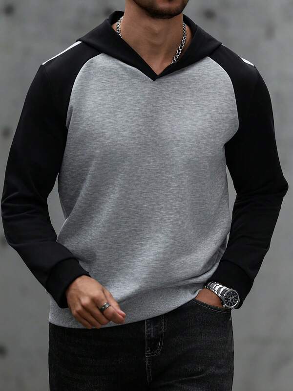 Moletom Com Capuz Raglan Texturizado Com Ribana Casual
