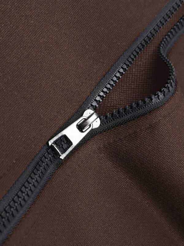 Conjunto Com Capuz Zíper Frontal Calça Jogger Com Cordão
