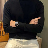 Suéter Gola Alta Tricot Minimalista Com Ribana Regular Fit