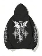 Moletom Com Capuz Estampa Angelical Costas Manga Estampada