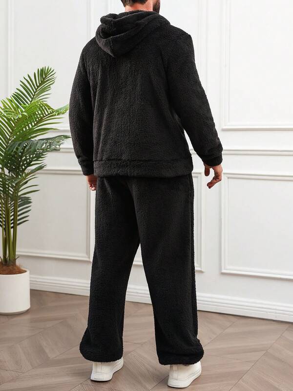 Conjunto Moletom Com Zíper Peluciado e Calça Peluciada