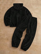 Conjunto Moletom Com Capuz Zíper e Calça Com Cordão Punho