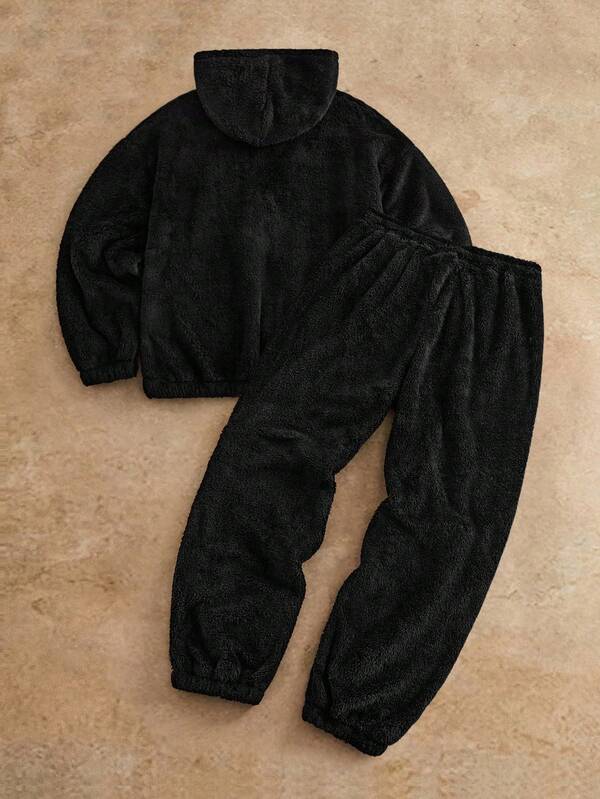 Conjunto Moletom Com Capuz Zíper e Calça Com Cordão Punho