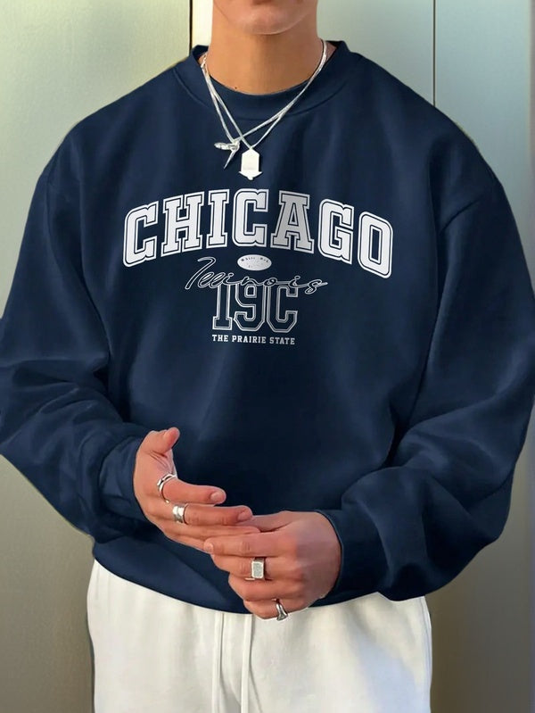 Suéter Gola Redonda Estampa Lettering Com Ribana Oversized Casual