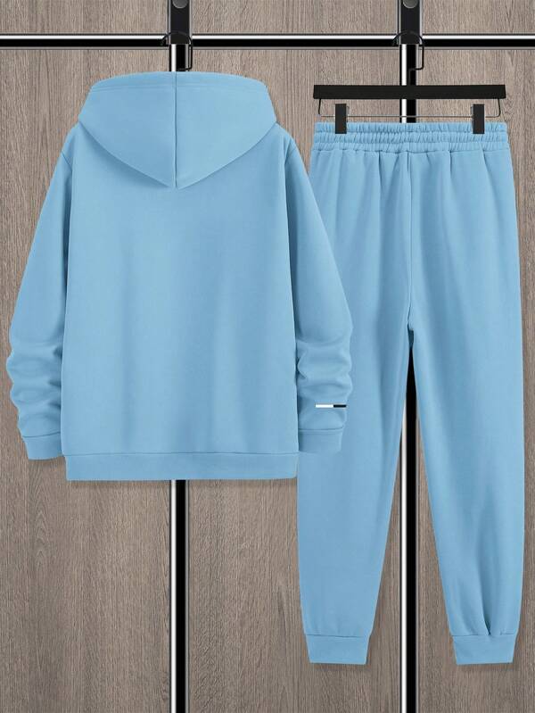 Conjunto Com Capuz Estampado Calça Jogger Com Cordão