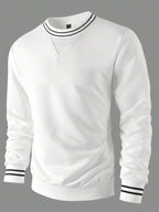 Suéter Gola Redonda Color Block Com Ribana Estilo Casual