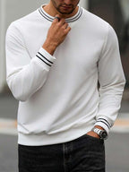 Suéter Gola Redonda Color Block Com Ribana Estilo Casual