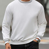 Suéter Gola Redonda Color Block Com Ribana Estilo Casual