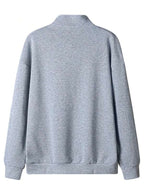 Suéter Meio Zíper Gola Alta Com Ribana Oversized Minimalista