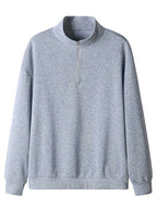 Suéter Meio Zíper Gola Alta Com Ribana Oversized Minimalista