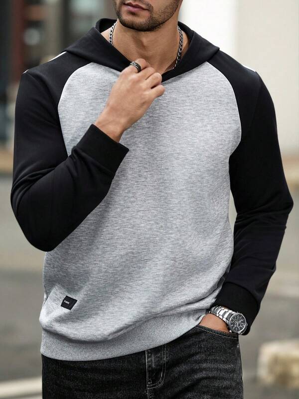 Moletom Com Capuz Raglan Texturizado Com Ribana Casual