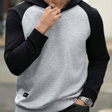 Moletom Com Capuz Raglan Texturizado Com Ribana Casual