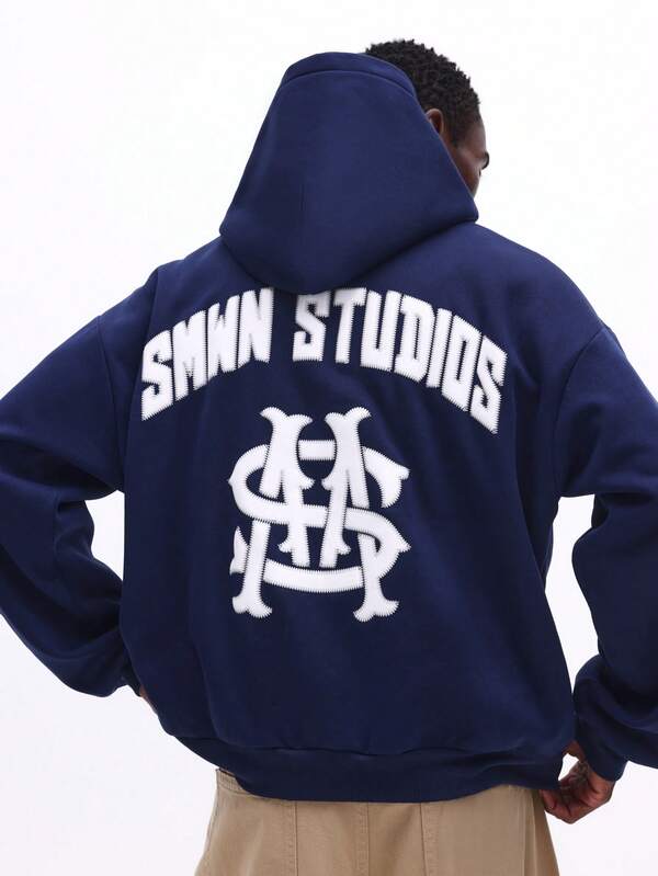 Moletom Com Capuz Lettering Universitário Nas Costas Com Ribana