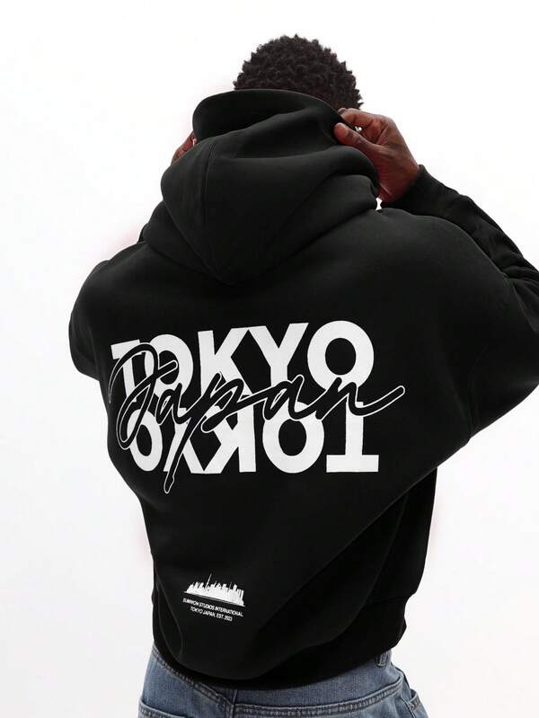 Moletom Com Capuz Lettering Tokyo Nas Costas Estampa Urbana