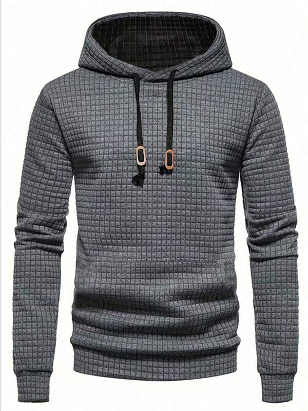 Moletom Com Capuz Texturizado Com Cordão Casual Minimalista