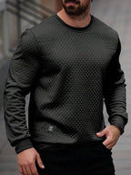 Suéter Texturizado Gola Redonda Com Ribana Patch Casual