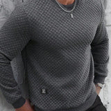 Suéter Texturizado Gola Redonda Com Ribana Patch Casual