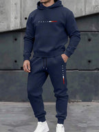 Conjunto Moletom Com Capuz Lettering e Calça Estampada