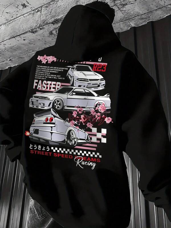 Moletom Com Capuz Estampa Racing Costas Lettering Street