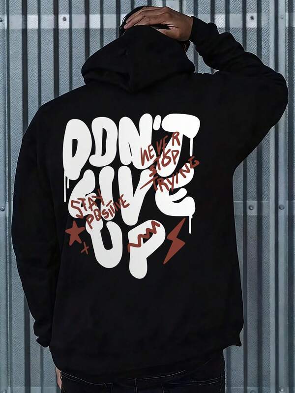 Moletom Com Capuz Estampa Lettering Costas Estilo Graffiti