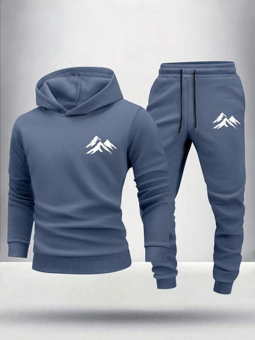 Conjunto Moletom Com Capuz Estampa e Calça Com Punho