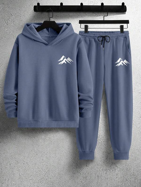 Conjunto Moletom Com Capuz Estampa e Calça Com Punho