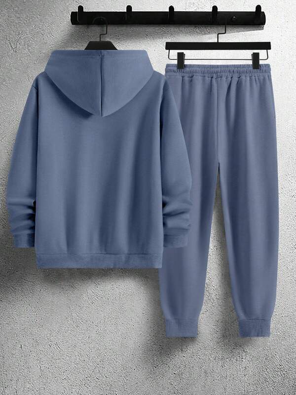 Conjunto Moletom Com Capuz Estampa e Calça Com Punho