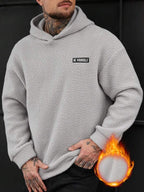 Moletom Com Capuz Felpudo Texturizado Patch Frontal Casual