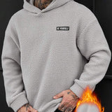 Moletom Com Capuz Felpudo Texturizado Patch Frontal Casual