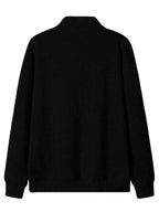 Suéter Meio Zíper Gola Alta Com Ribana Oversized Casual