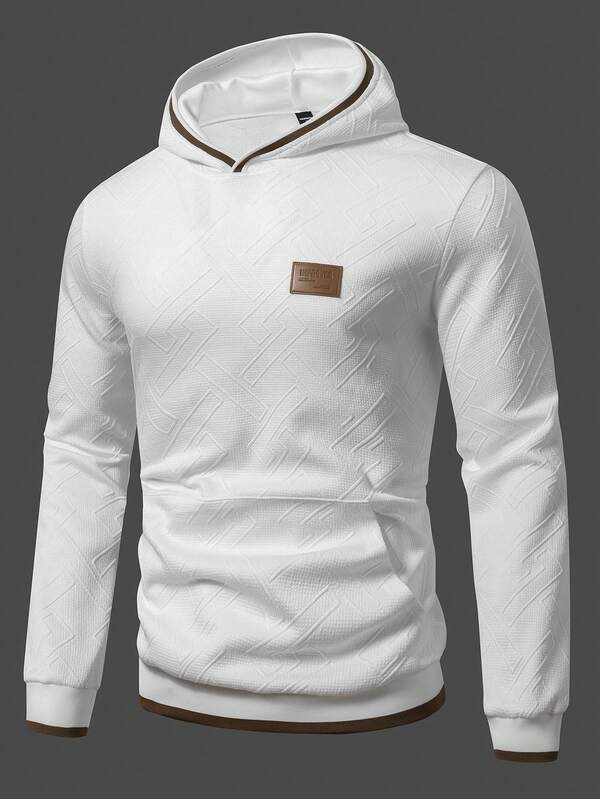 Moletom Com Capuz Texturizado Patch Frontal Gola Cruzada Ribana