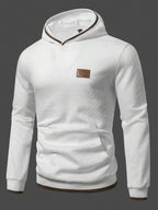 Moletom Com Capuz Texturizado Patch Frontal Gola Cruzada Ribana
