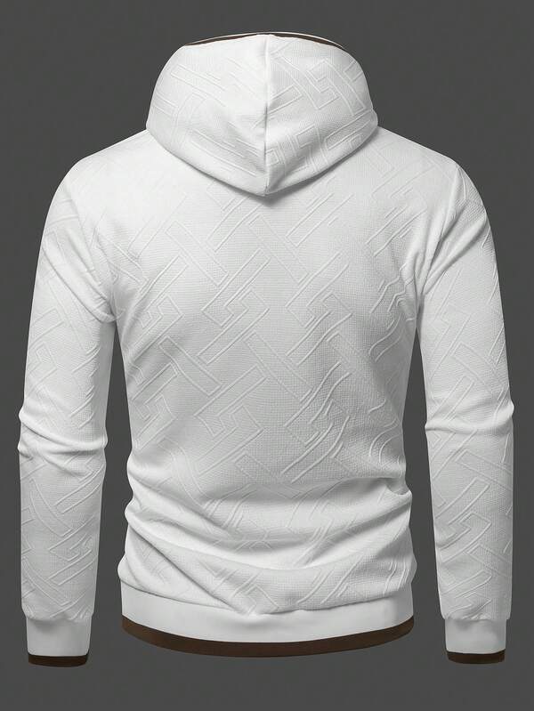 Moletom Com Capuz Texturizado Patch Frontal Gola Cruzada Ribana