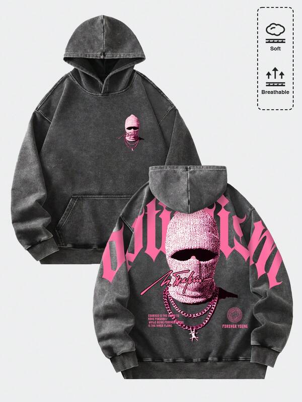 Moletom Com Capuz Bolso Canguru Estampa Costas E Frontal Casual