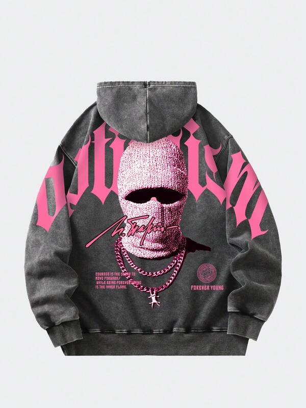 Moletom Com Capuz Bolso Canguru Estampa Costas E Frontal Casual