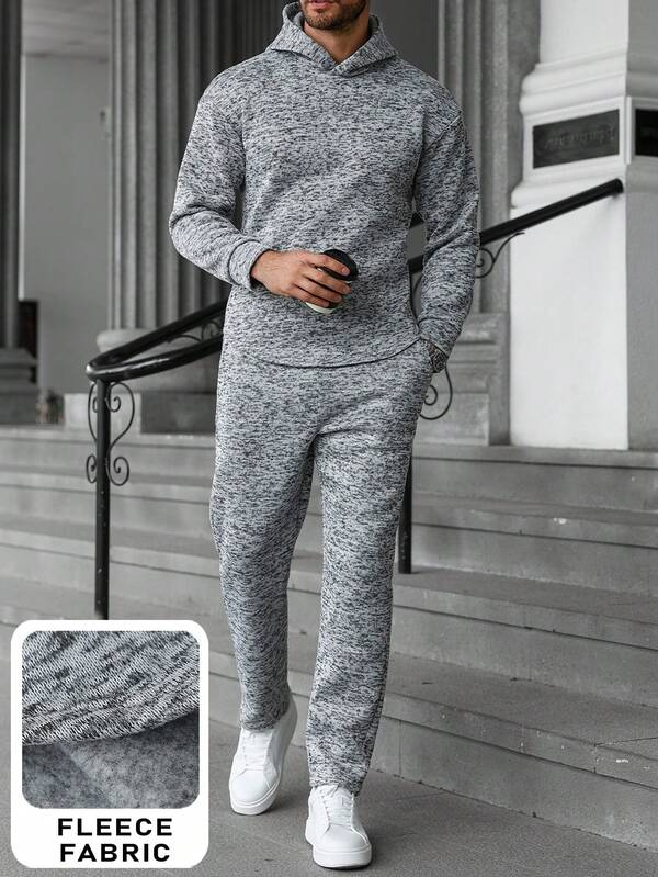 Conjunto Moletom Com Capuz Texturizado e Calça Com Punho