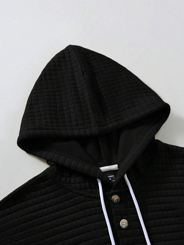 Conjunto Moletom Com Capuz Texturizado e Calça Com Cordão