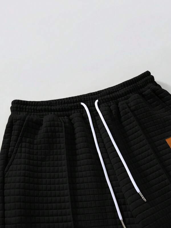 Conjunto Moletom Com Capuz Texturizado e Calça Com Cordão