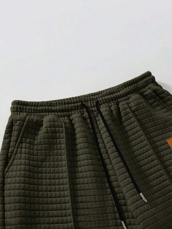 Conjunto Moletom Com Capuz Texturizado e Calça Com Cordão