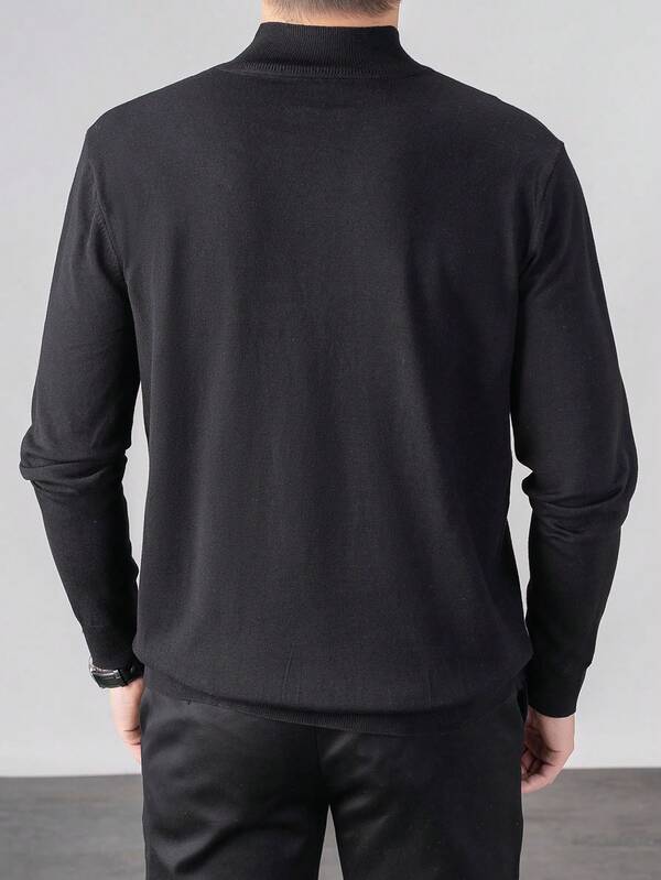 Suéter Gola Alta Tricot Minimalista Com Ribana Regular Fit
