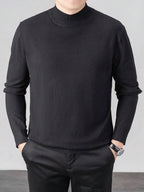 Suéter Gola Alta Tricot Minimalista Com Ribana Regular Fit